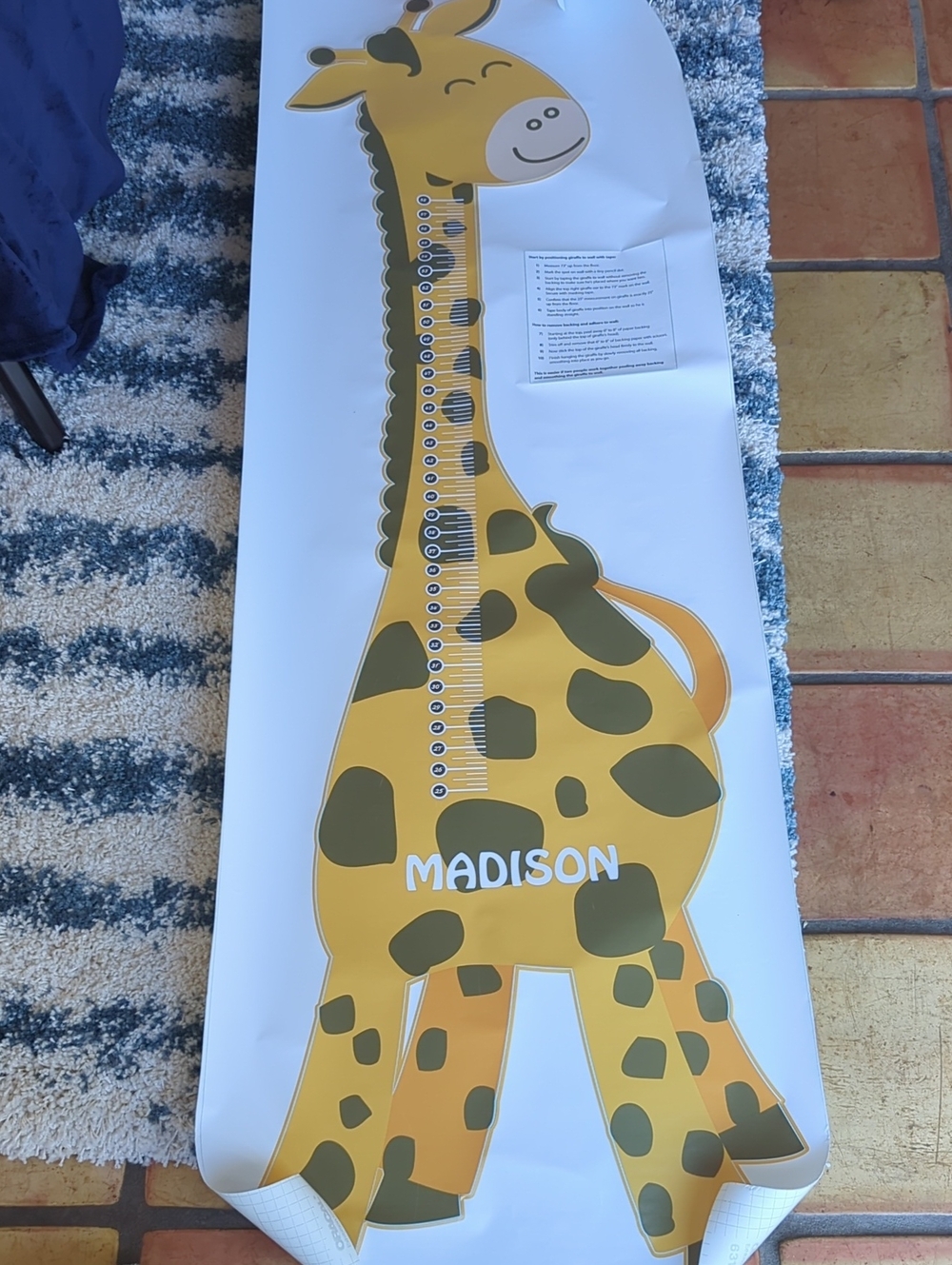 Personalized Giraffe Height Chart - Yellow and Olive